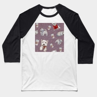 Westies mom purple pattern Baseball T-Shirt